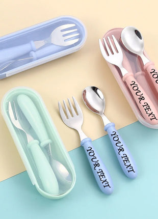 Personalized Custom Name Stainless Steel Cutlery Set with Storage Case