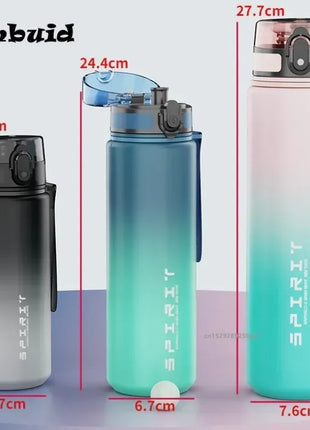 1 Liter Large Capacity Sports Water Bottle Leak Proof Colorful Plastic