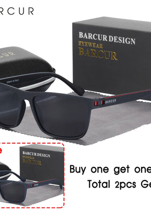 BARCUR Design TR90 Sunglasses Men Polarized Light Weight Sports Sun