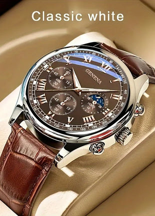 GENEVA High Quality Men's Luxury Belt Fashion Quartz Watch Men Round