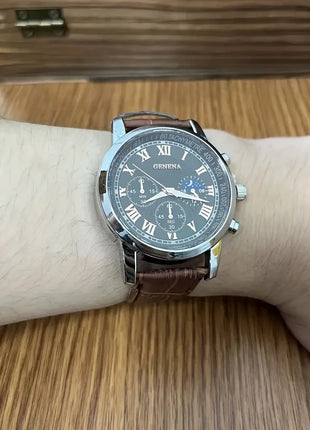 GENEVA High Quality Men's Luxury Belt Fashion Quartz Watch Men Round