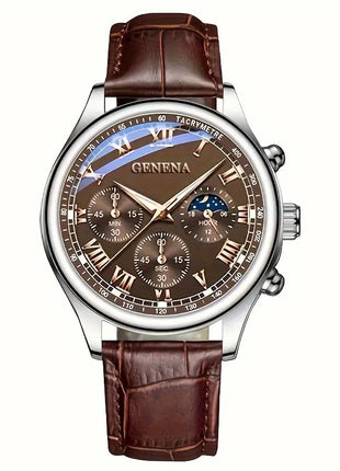 GENEVA High Quality Men's Luxury Belt Fashion Quartz Watch Men Round