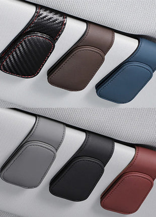 Universal Car Auto Sun Visor Eyeglass Hanger Clip Leather Glasses
