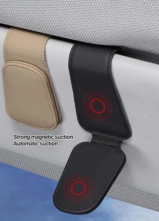 Universal Car Auto Sun Visor Eyeglass Hanger Clip Leather Glasses
