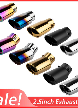 1PCS 2.5" Inlet Car Auto Exhaust Muffler Tip Pipe  Stainless Steel