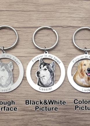 Personalized Pet Keychain Engraved Picture Keyring - Custom Photo