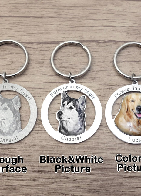 Personalized Pet Keychain Engraved Picture Keyring - Custom Photo