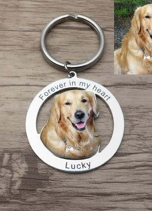 Personalized Pet Keychain Engraved Picture Keyring - Custom Photo