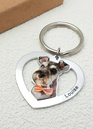 Personalized Pet Keychain Engraved Picture Keyring - Custom Photo