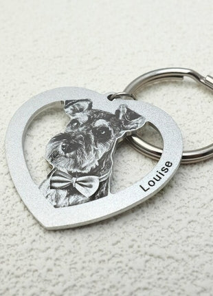 Personalized Pet Keychain Engraved Picture Keyring - Custom Photo