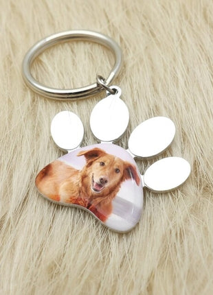 Personalized Pet Keychain Engraved Picture Keyring - Custom Photo