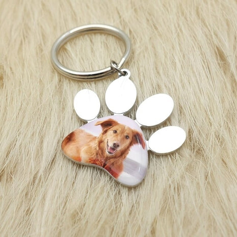 Personalized Pet Keychain Engraved Picture Keyring - Custom Photo