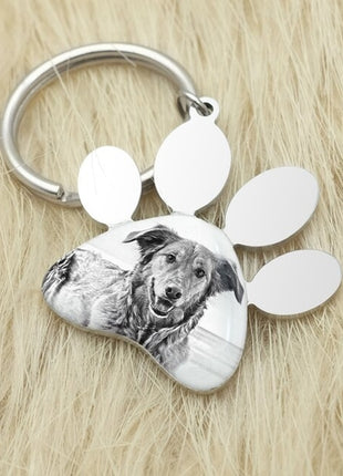 Personalized Pet Keychain Engraved Picture Keyring - Custom Photo