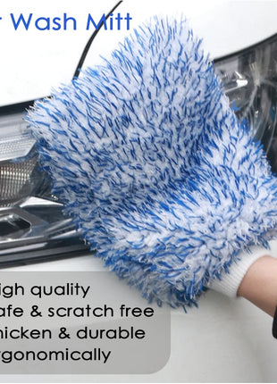Plush Car Wash Mitt Microfiber Thick Car Cleaning Mitts Auto Wash