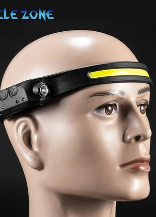 LED Sensor Headlamp Built-in Battery USB Rechargeable Head Flashlight