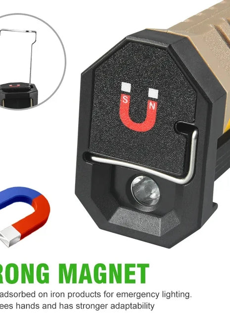 Portable Fold LED Flashlight Strong Magnet COB Working Light Type C