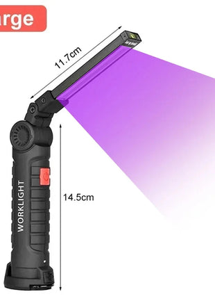Portable Fold LED Flashlight Strong Magnet COB Working Light Type C