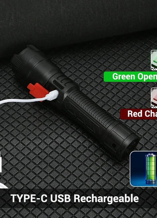 High Power 2000LM LED Flashlight Built-in Battery USB Rechargeable