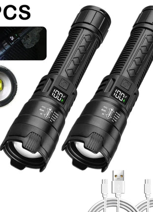 High Power 2000LM LED Flashlight Built-in Battery USB Rechargeable