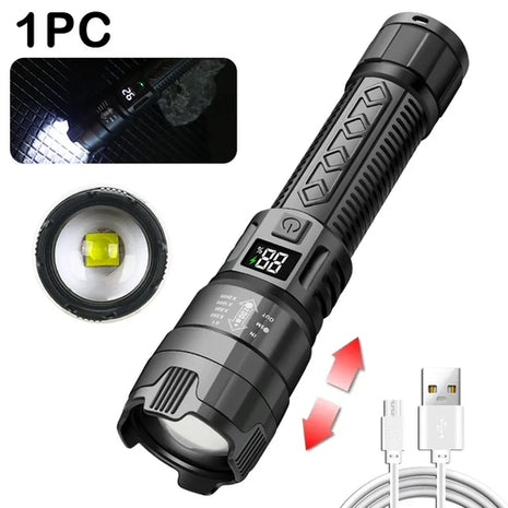 High Power 2000LM LED Flashlight Built-in Battery USB Rechargeable