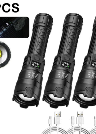 High Power 2000LM LED Flashlight Built-in Battery USB Rechargeable
