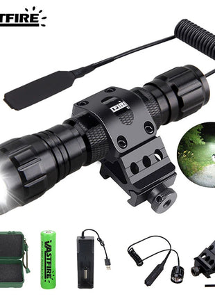 5000lm Led White Tactical Hunting Flashlight Weapon Gun Light +Rifle