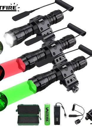5000lm Led White Tactical Hunting Flashlight Weapon Gun Light +Rifle