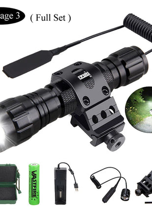 5000lm Led White Tactical Hunting Flashlight Weapon Gun Light +Rifle