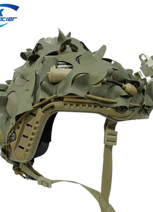 3D Camo Net Airsoft Helmet Cover Laser Cut Nylon Drawstring Helmet