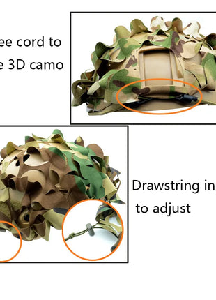 3D Camo Net Airsoft Helmet Cover Laser Cut Nylon Drawstring Helmet