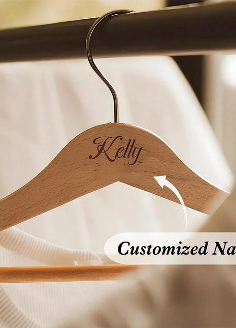 1pc Custom Engraved Name Wooden Clothes Hanger Personalized Name