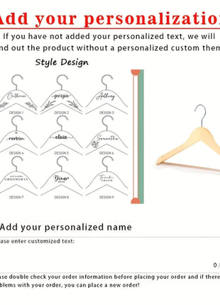 1pc Custom Engraved Name Wooden Clothes Hanger Personalized Name
