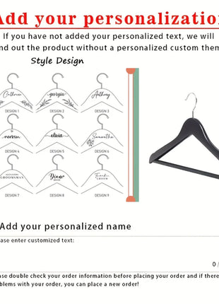 1pc Custom Engraved Name Wooden Clothes Hanger Personalized Name