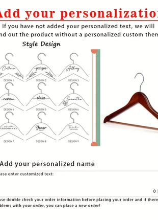 1pc Custom Engraved Name Wooden Clothes Hanger Personalized Name