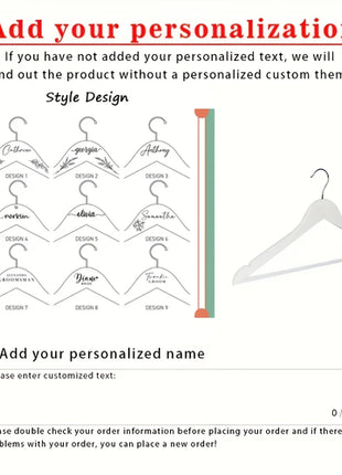 1pc Custom Engraved Name Wooden Clothes Hanger Personalized Name