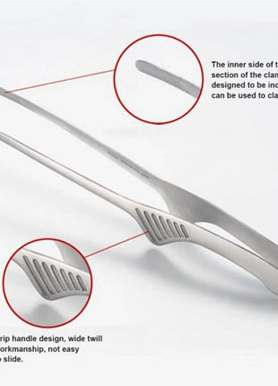JJYY 304 Stainless Steel Food Tongs Long Handle Non-Slip Barbecue