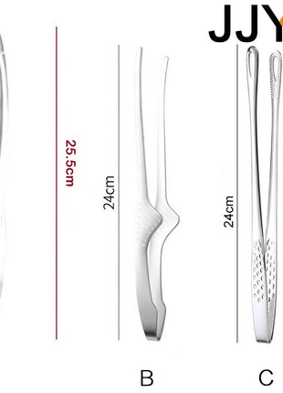 JJYY 304 Stainless Steel Food Tongs Long Handle Non-Slip Barbecue