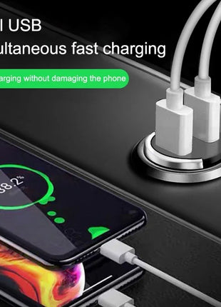 200W Mini Pull Ring Car Charger Dual USB Fast Chargingfor iPhone