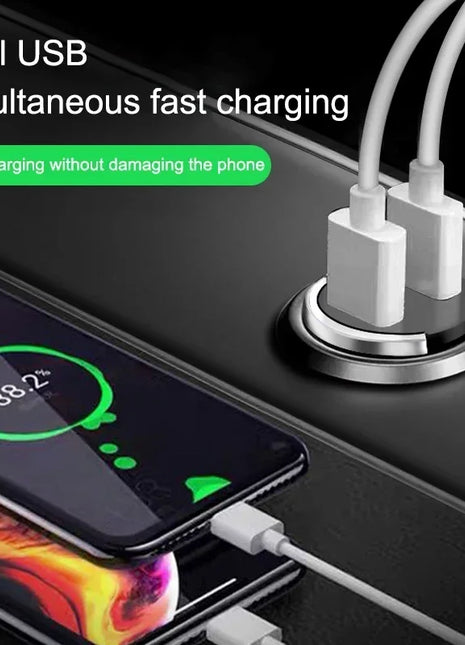 200W Mini Pull Ring Car Charger Dual USB Fast Chargingfor iPhone