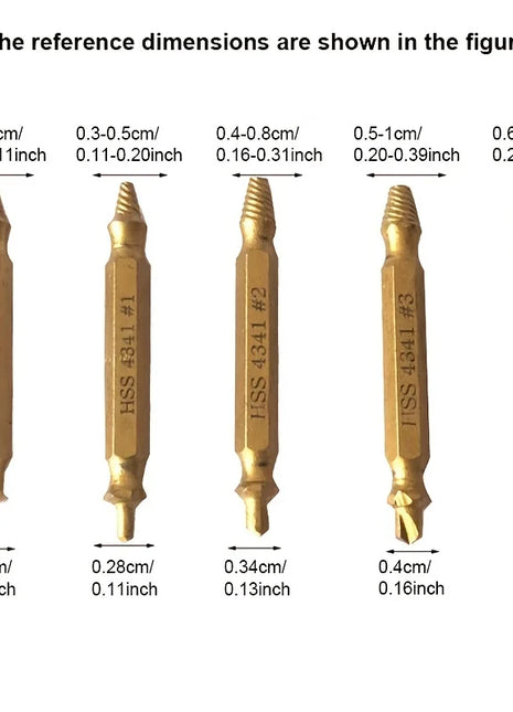 6pcs Damaged Screw Extractor Set: Double Head Screw Remover Tools for