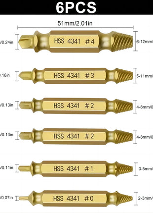 6pcs Damaged Screw Extractor Set: Double Head Screw Remover Tools for