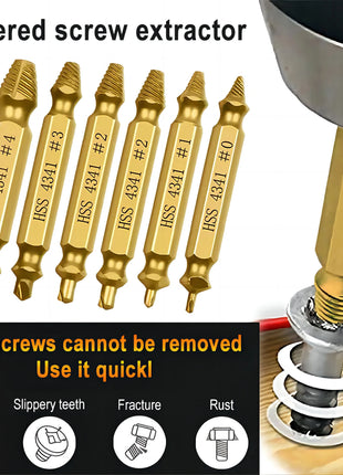 6pcs Damaged Screw Extractor Set: Double Head Screw Remover Tools for