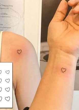 Waterproof Temporary Tattoo Sticker Black Hand Drawn Heart Design Body