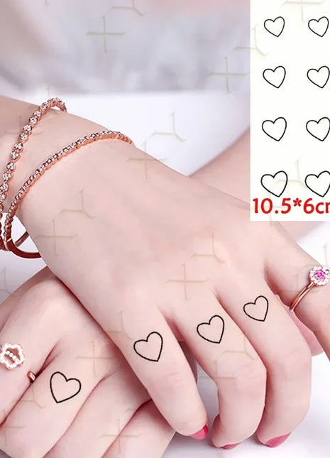 Waterproof Temporary Tattoo Sticker Black Hand Drawn Heart Design Body