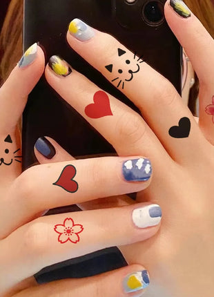Waterproof Temporary Tattoo Sticker Black Hand Drawn Heart Design Body