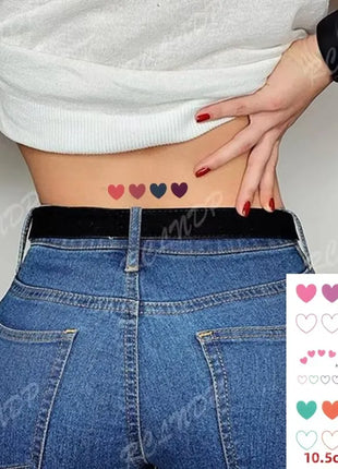 Waterproof Temporary Tattoo Sticker Black Hand Drawn Heart Design Body
