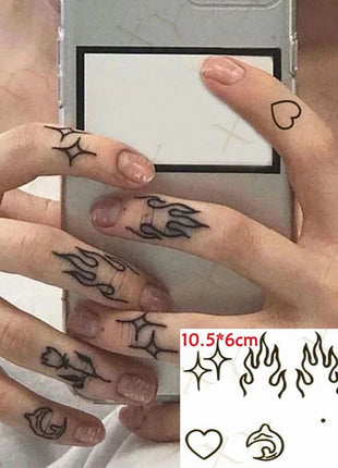 Waterproof Temporary Tattoo Sticker Black Hand Drawn Heart Design Body