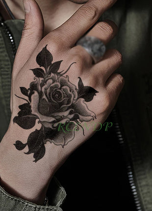 Waterproof Temporary Tattoo Sticker Rose Flower Hand back tatto Art