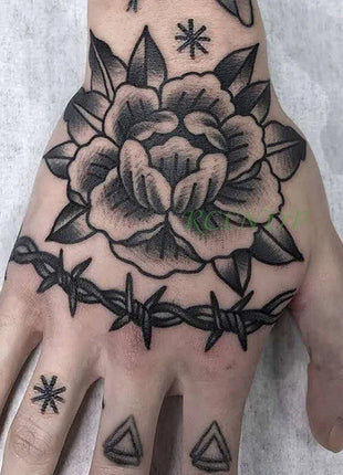 Waterproof Temporary Tattoo Sticker Rose Flower Hand back tatto Art