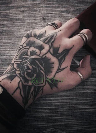 Waterproof Temporary Tattoo Sticker Rose Flower Hand back tatto Art